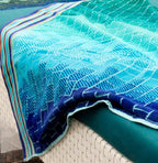 COTTON CRAFT Oversized XL Beach Towel 39 x 68-2 Pack - 100% Cotton Velour - Big & Huge - Pool Picnic Bath Towels - Jacquard Terry Thick Plush Super Soft Luxury - 450 GSM - Blue Tiles