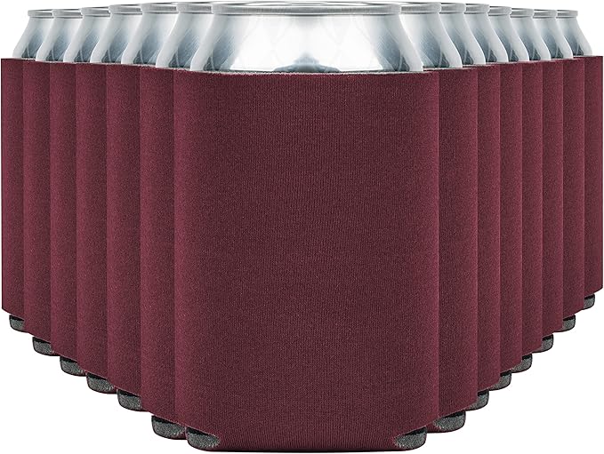 Blank Beer Can Cooler Sleeves (60-Pack) Soft Insulated Beer Can Coolies - HTV Friendly Blank Koolies in Bulk for Beer Cans & Bottles - Coolie Blanks for Vinyl Projects & Wedding Favors (Burgundy)