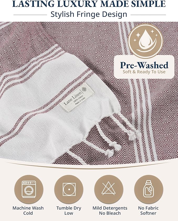 LANE LINEN Beach Towels for Women, 2 Pack Large Beach Towels Oversized, Pre-Washed, No-Shrink Sand Free, Quick Dry, Lightweight Travel Towel, Soft Beach Bath Towel, 39"x71" - Fired Brick