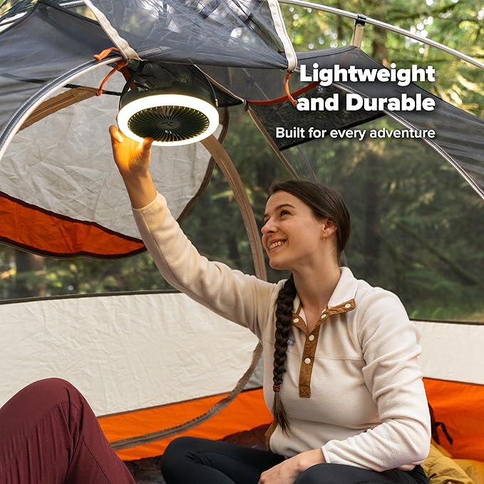 Coghlan's Portable Camping Fan with LED Light – Battery-Powered, Compact Design, Quiet Operation, USB Rechargeable for Tents, Outdoor Adventures, Emergency Use, and Travel