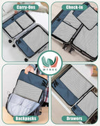 WTREE 4-Piece Packing Cubes Travel Accessories Set for Suitcases - Luggage Organizer Bags with Double Zipper - Mesh Top - Large - Dark Blue