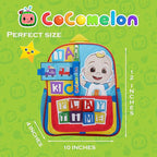 AI ACCESSORY INNOVATIONS Cocomelon JJ's Playtime Interactive Mini Backpack for Boys and Girls, Pre school Schoolbag with Padded Back and Adjustable Straps, Versatile 12 inch