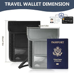 Likesing 5.5" L x 7.7" W Travel Neck Wallet, RFID Blocking Passport Holder for Travel Women Men, Security Passport Wallet with 10 Card Slot, Neck Pouch Gifts for Traveling Family (Grey)
