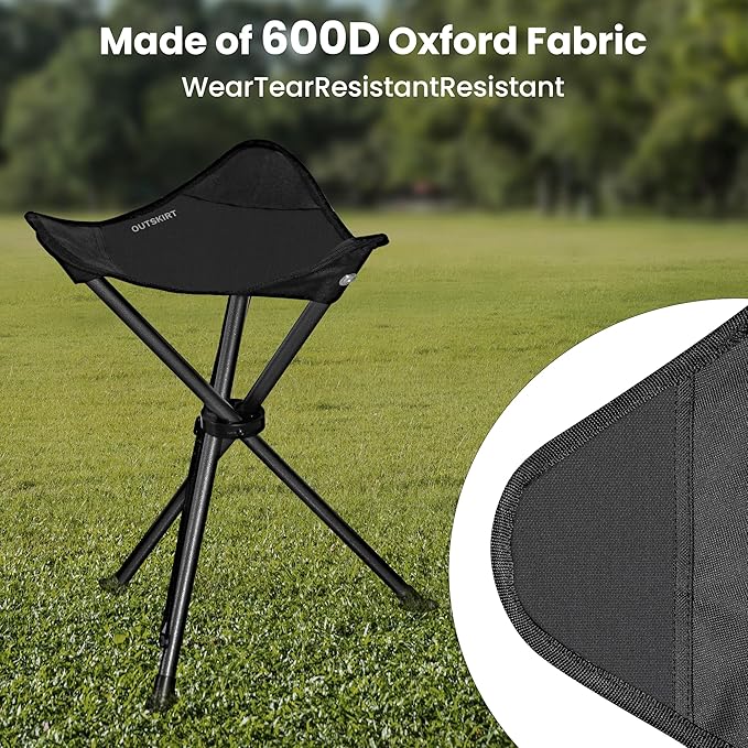 OUTSKIRT Folding Tripod Stools Portable Camping Stools 2 Pack Extra Tall for Adults Tall Lightweight Camping Stool Tripod Chairs for Fishing Hiking Backpacking