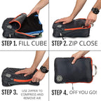 Compression Packing Cubes for Travel, 3-Piece Lightweight Packing Cubes Set for Carry-On Luggage & Backpacks – TRIPPED Travel Gear (Grey and Orange)