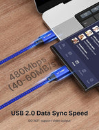 JSAUX 100W USB C to USB C Cable [2-Pack 10FT], Type C Fast Charging Cord for iPhone Air/iPhone 17/iPhone 17 Pro/iPhone 17 Pro Max, iPhone 16/15 Series, Galaxy S/Note Series, MacBook, iPad - Blue