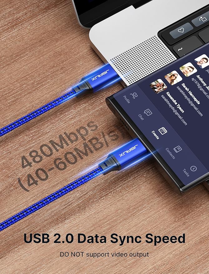 JSAUX 100W USB C to USB C Cable [2-Pack 3.3FT], Type C Fast Charging Cord for iPhone Air/iPhone 17/iPhone 17 Pro/iPhone 17 Pro Max, iPhone 16/15 Series, Galaxy S/Note Series, MacBook, iPad - Blue