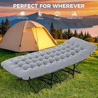 JEAREY Camping Cot for Sleeping 28" Extra Wide, Heavy-Duty 1200D Oxford Foliding Cots for Adults Portable with Mattress, Carry Bag for Guest, Travel, Hiking, Light Gray