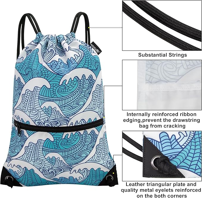 HOLYLUCK Drawstring Backpack Bag Sport Gym Sackpack