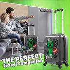 Minecraft Suitcase for Kids Teens Creeper Hard Shell Luggage Rolling Suitcase 4 Wheels Travel Essentials Vacations Trips (Medium Grey, 19.29” - 30L)
