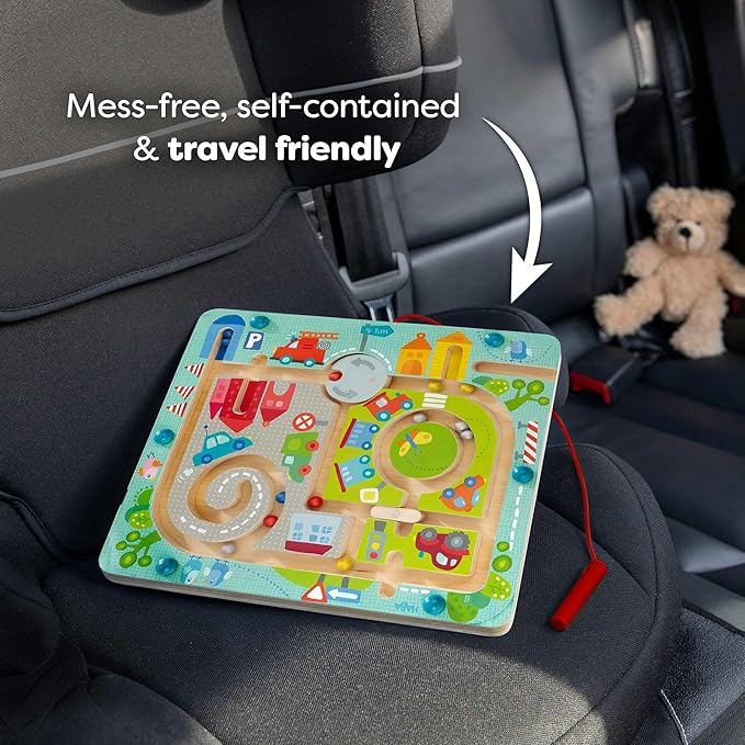 HABA Busy Board for Toddlers 2-4: Town Magnetic Maze Puzzle Game - Toddler Travel Toys for Preschoolers