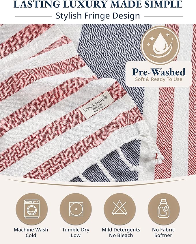 LANE LINEN Extra Large Beach Towel, 2 Pack Beach Towels Oversized, Pre-Washed, Quick Dry Pool Towels, Stylish Light Beach Towel for Women, Absorbent Sand Free Towel, 39"x71" - Old Glory Pink