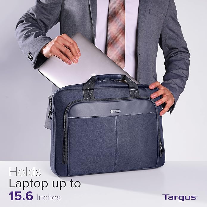 Targus Classic Slim Laptop Bag - Ergonomic Briefcase and Messenger Bag - Spacious Foam Padded for Laptops and Under
