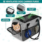 PetAmi Dog Purse Carrier for Small Dogs Cats, TSA Airline Approved Soft-Sided Pet Carrier with Pockets, Ventilated Travel Tote Bag with Bed & Shoulder Strap, Puppy Kitten, Max 12 lbs, Heather Grey