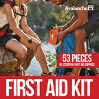 Avalanche 53 Pieces First Aid Kit, Compact Emergency Supplies Kit for Home, School, Car, Travel, Sports or Camping in Hard Shell Foam Case, Portable Mini First Aid Kit, Orange