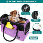 PetAmi Dog Purse Carrier for Small Dogs Cats, TSA Airline Approved Soft-Sided Pet Carrier with Pockets, Ventilated Travel Tote Bag with Bed & Shoulder Strap, Puppy Kitten, Max 12 lbs, Purple