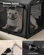Dog Car Carrier Light Weight, 24×17.7×20.5in Dog Carrier for Cars Easy to Assemble, Dog Cars Crate Portable and Breathable, Foldable Pet Carrier for Outing, Dogs Travel Crate with Curtain Dark Gray