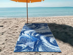 COTTON CRAFT Oversized Beach Towels - 2 Pack XXL 35x84 - Summer Wave - The Big Kahuna 7 Foot Extra Large Beach Blanket Towel - Big & Tall - 100% Cotton Jacquard Velour Soft Pool Bath Towel - Blue