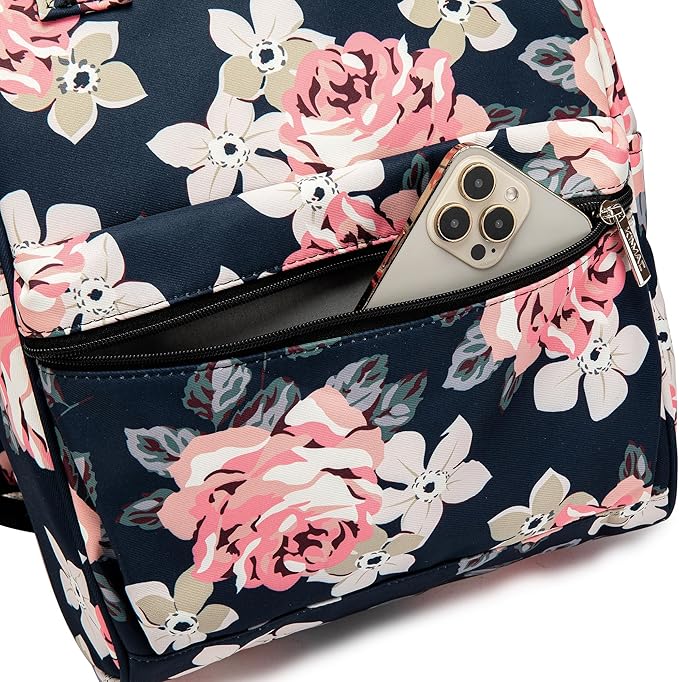 Kinmac Laptop Backpack for Women and Men, Large Capacity Travel Backpack for 15.6 inch Laptop Computer (Blue Rose)