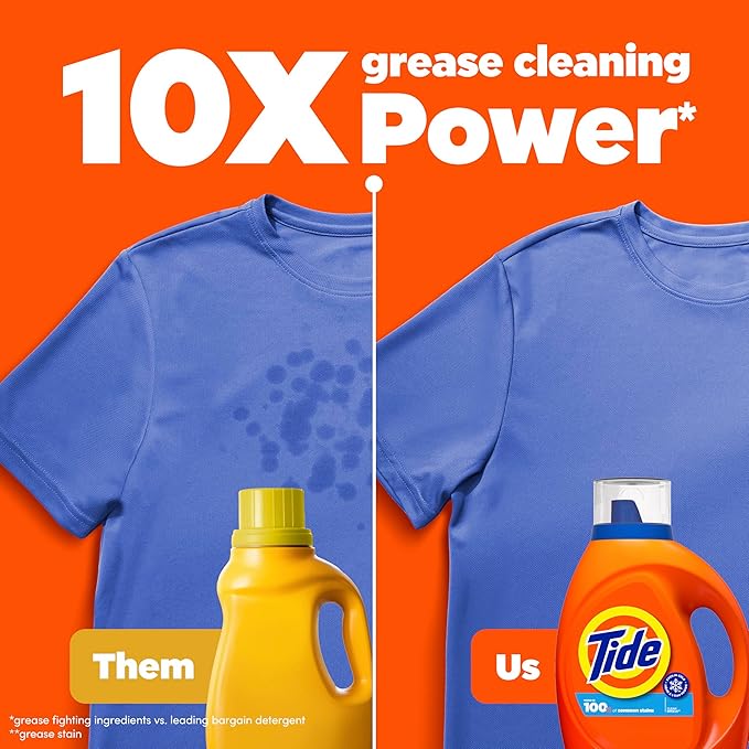 Tide Laundry Detergent Liquid, Clean Breeze Scent, 48 Loads, 60 fl oz, Works on 100% of Common Stains