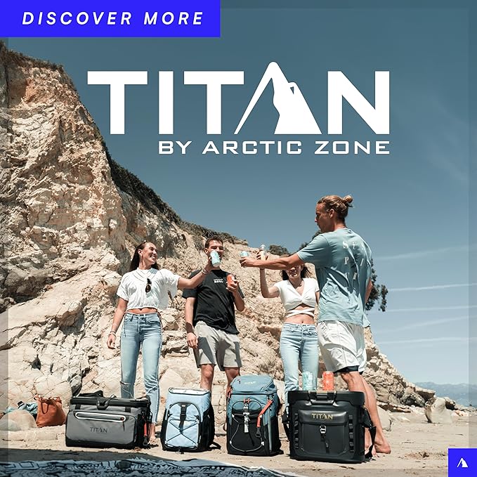 Titan by Arctic Zone Collapsible Wheeled Soft Sided Cooler with Detachable Rolling AT Cart, Insulated Bag with Leak Proof Lining, for Travel, Beach, Picnic, 60 Can Capacity
