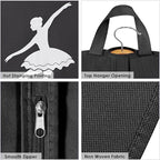 KEEGH Girls Tutu Garment Bag 35 Inch Ballet Tutu Bag, Foldable Dance Costume Garment Bag for Hanging Clothes, Pancake Dance Bag for Dancers with Handle Strap for Travel or Storage, Black