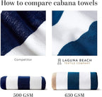 Laguna Beach Textile Co. Tropical Cabana Beach Towel - Oversized, Plush 630 GSM Cotton - Agave Vanilla