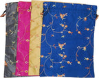 Ouyatoyu 4pcs Embroidered Silk Flower Design Jacquard Travel Bag, Laundry Bags Shoe Bags, Lingerie Bags Underwear Bags for Travel Storage for Men Women Washable Cloth Shoe Bags