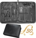 Manicure Set 30 in 1 Nail Clipper Set,RedFlow Nail Clippers,Fingernail & Toenail Clippers,Manicure Tools,Pedicure Tools,Suitable for Travel Manicure Kit (A-Black)