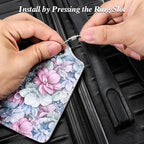 Luggage Tags for Suitcases, 2 Pack Cute PU Leather Luggage Tag TSA Approved with Stainless Steel Loop and Address Card Baggage Tag for Travel&Cruise Ships&Shipping Happy Flower, by Chelmon