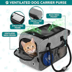 PetAmi Dog Purse Carrier for Small Dogs Cats, TSA Airline Approved Soft-Sided Pet Carrier with Pockets, Ventilated Travel Tote Bag with Bed & Shoulder Strap, Puppy Kitten, Max 12 lbs, Stripe Black