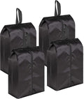 MISSLO Portable Nylon Travel Shoe Bags with Zipper Closure (Pack 4, Black)