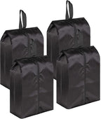 MISSLO Portable Nylon Travel Shoe Bags with Zipper Closure (Pack 4, Black)