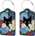2 Pack Luggage Tag for Suitcase, Cute Unique Leather Bag Tags Identifiers Privacy Cover ID Label with Durable Steel Loop for Women Men Kids Girls Travel (BlackcatA)