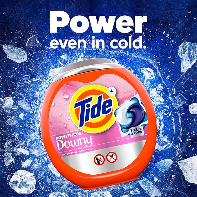 Tide Power PODs + Downy Laundry Detergent Pods, 63 Count, Soft Boosters + April Fresh (Pack of 4)