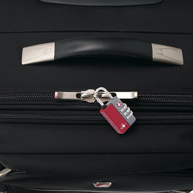 SwissGear TSA-Approved Travel Sentry Combination Luggage Lock with Resettable Combo and Inspection Indicator, Red, One Size