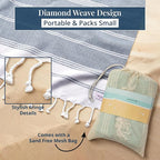 LANE LINEN Camping Blanket - Large Beach Towel, Beach Accessories with Oversized Comfort (82"x82"), Sandproof, Perfect for Seaside Adventures, Park Gatherings, or Family Beach Days – Navy Blazer
