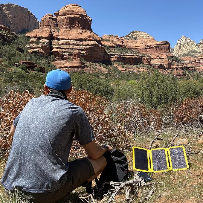 SunJack 25 Watt Foldable IP67 Waterproof ETFE Monocrystalline Solar Panel + 2X 10000mAh Power Banks with USB-A and USB-C for Cell Phones, Tablets and Portable for Backpacking, Camping, Hiking
