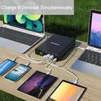 Portable Charger, PD 100W USB C Power Bank 64000mAh Fast Charging External Battery Pack with Dual PD (100W&65W) & 4 USB-A (QC3.0 18W) for Type-C Laptops, MacBook Pros, XPS, iPad Pro
