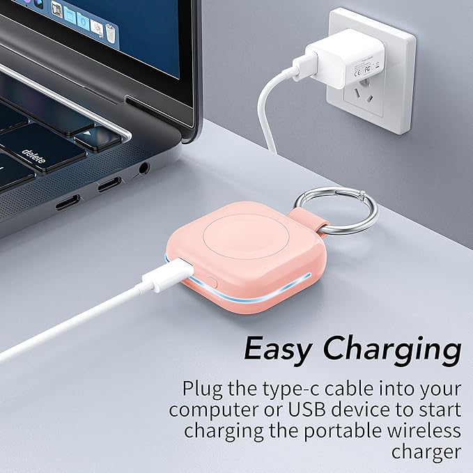 HUOTO Portable Wireless Charger for Apple Watch Accessories,for Apple Watch Series 11/10/9/8/UItra 2/UItra/7/6/5/4/3/2/SE,Compact Magnetic iWatch Charger 1200mAh Power Bank Keychain Travel Style Gift