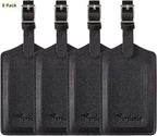 Travelambo Luggage Tags for Suitcases PU Leather Travel Tags Bag Tags Privacy Protection Travel Essentials