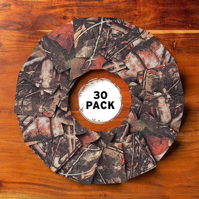 Blank Beer Can Coolers Sleeves (30-Pack) Soft Insulated Beer Can Coolies - HTV Friendly Plain Koolies in Bulk for Beer Cans & Bottles - Coolie Blanks for Vinyl Projects & Wedding Favors (Natural Camo)