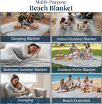 LANE LINEN Oversized Beach Towel - Large Outdoor Blanket with Soft Pre-Washed Finish – 82"x82", Ideal for Coastal Getaways, Backyard Lounging, Beach Party or Seaside Adventures – Grey