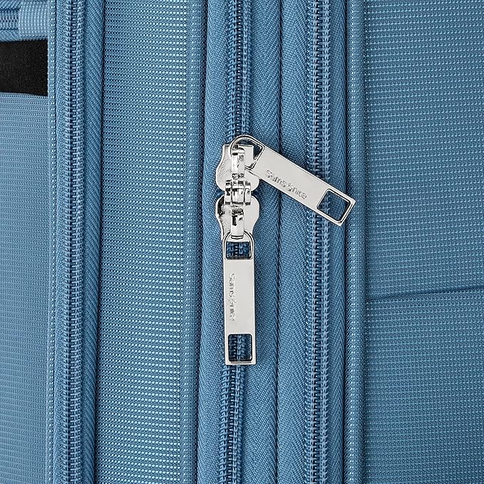 Samsonite 2-PC Soft-Sided 21/25” (Carry-On & Medium Checked), Lightweight Expandable Element Luggage Set: 2 Front Pockets & Side Pocket, Four Spinner Wheels, Adjustable Handle, Durable- Captains Blue