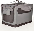 Amazon Basics Portable Foldable Soft Pet Dog Crate Carrier Kennel with Mesh Windows, Ventilation, Pockets for Large Dogs, 42 x 31 x 31 inches, Grey