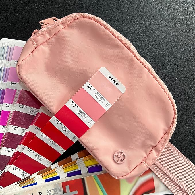 Pander Two Way Zipper Fanny Pack Nylon Everywhere Belt Bag for Women, Water Repellent Waist Packs, Crossbody Bags with Adjustable Strap (Mono Pink).