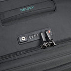 DELSEY PARIS Helium DLX Softside Expandable Luggage with Spinner Wheels, Black, Checked-Medium 25 Inch