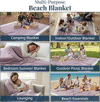 LANE LINEN Picnic Mat for Beach Vacation Essentials - Large Outdoor Blanket,Quick Dry and Pre-Washed, Soft Comfort, Perfect for Family Vacations, Park Relaxation, Sand Lounge – Wistful Mauve