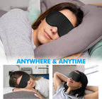 Sleep Eye Mask for Men Women, Sleeping Mask for Side Sleeper, Travel Blackout Night Blindfold Eye Shade Cover with Adjustable Strap (Ebony)