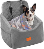 HiPetpy Dog Car Seat 6" Elevated Memory Foam Booster Seat for Small Medium Dogs Under 35 lbs with Pet Blanket, Washable Pet Car Seat with Safety Leash, Anti-Slip Base and Storage Pockets